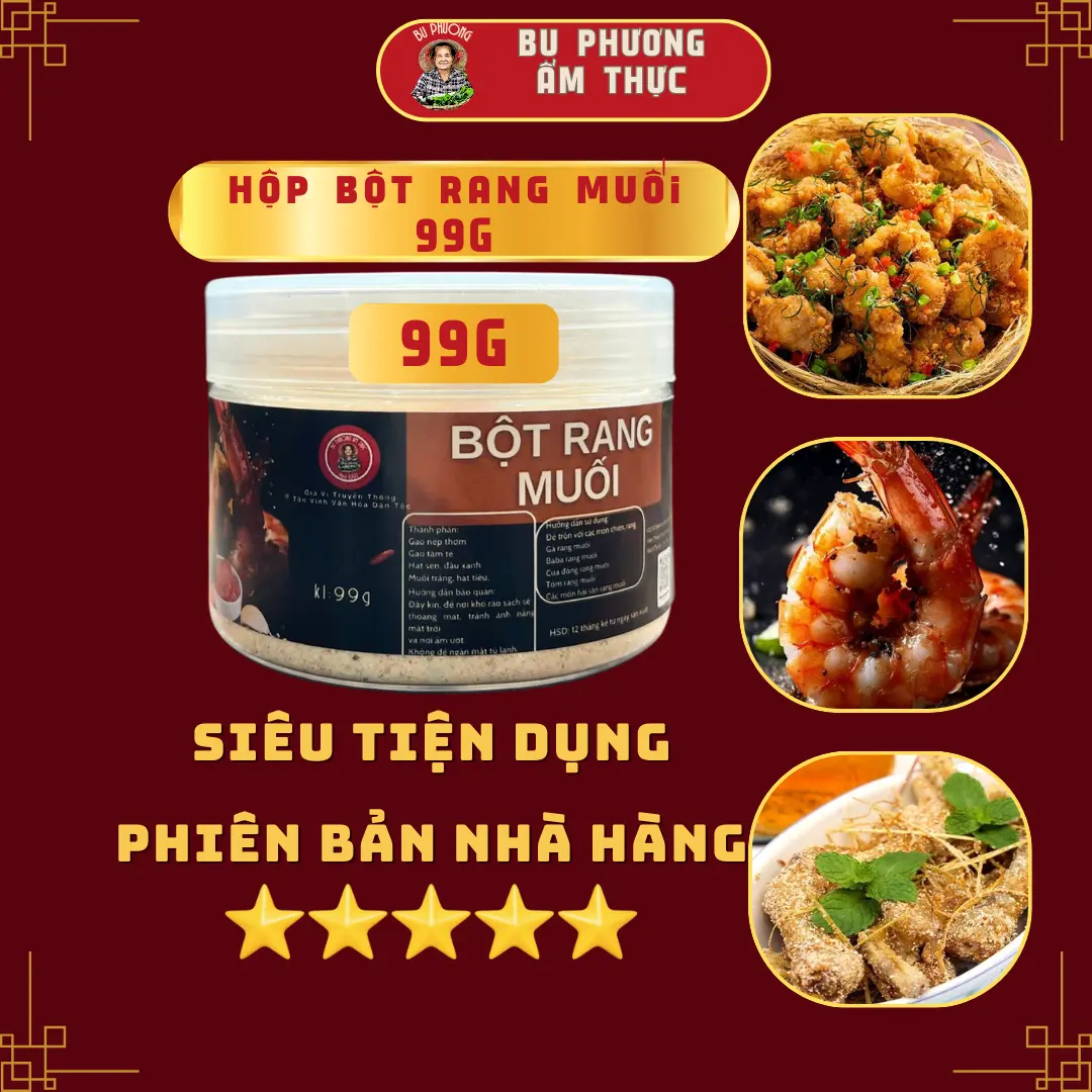 Bột Rang Muối Bu Phương Ẩm Thực 99G/Hộp - Phiên Bản Nhà Hàng 5 Sao hạt nêm gia vị dân tộc