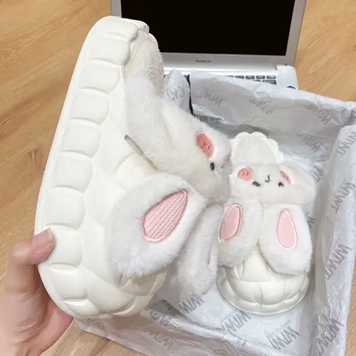 Dép tai thỏ, dép boôn đi trong nhà mùa đông siêu dễ thương