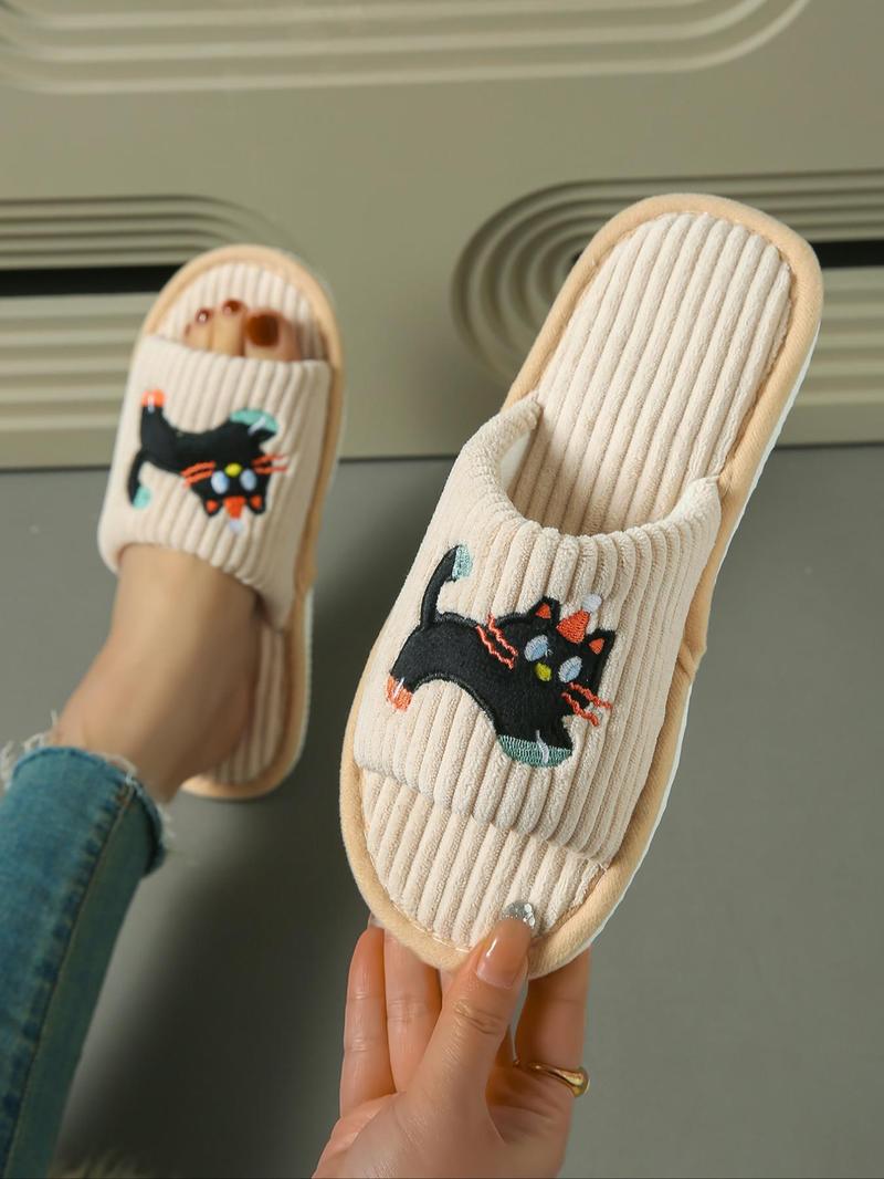 Product Introduction of Cute Cat Pattern Slippers, Casual Soft Comfortable Home Slippers, Non-slip Slippers for Indoor & Outdoor Wear, Walking Shoes 1