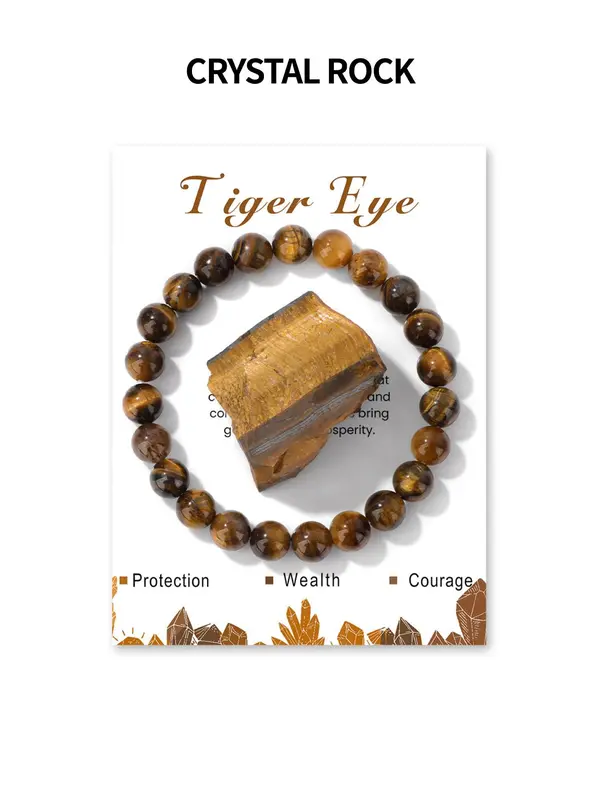 Tiger Eye Stone Beaded Bracelet, Fashion Accessories for Both Men & Women, Trendy All-match & Exquisite Jewelry for Birthday Gift 2