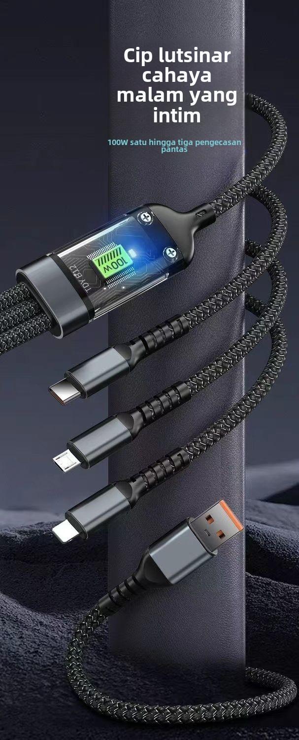 Product Introduction of [COD]Super 100W 3 in 1 Type-C Charging Cable for Huawei Oppo Vivo Charge - Phone 1
