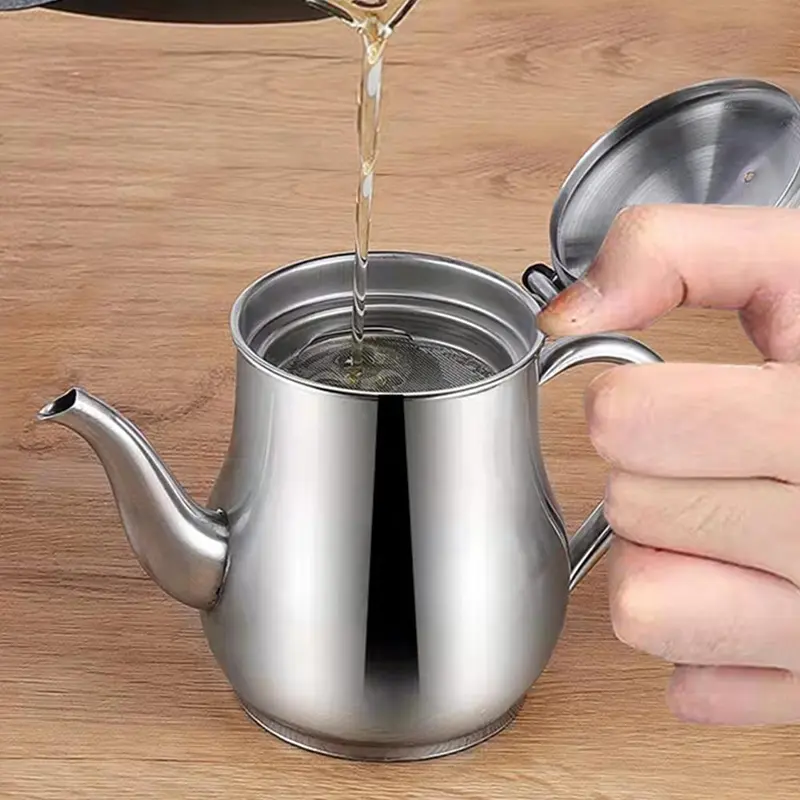Stainless Steel Oil Filter Pot, 1 Piece Stainless Steel Oil Strainer Pot, Oil Pot with Filter, Kitchen Utensils & Gadgets for Home Use 4