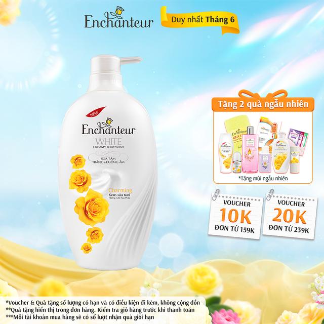 Sữa tắm trắng và dưỡng ẩm Enchanteur Charming white creamy body wash 650gr