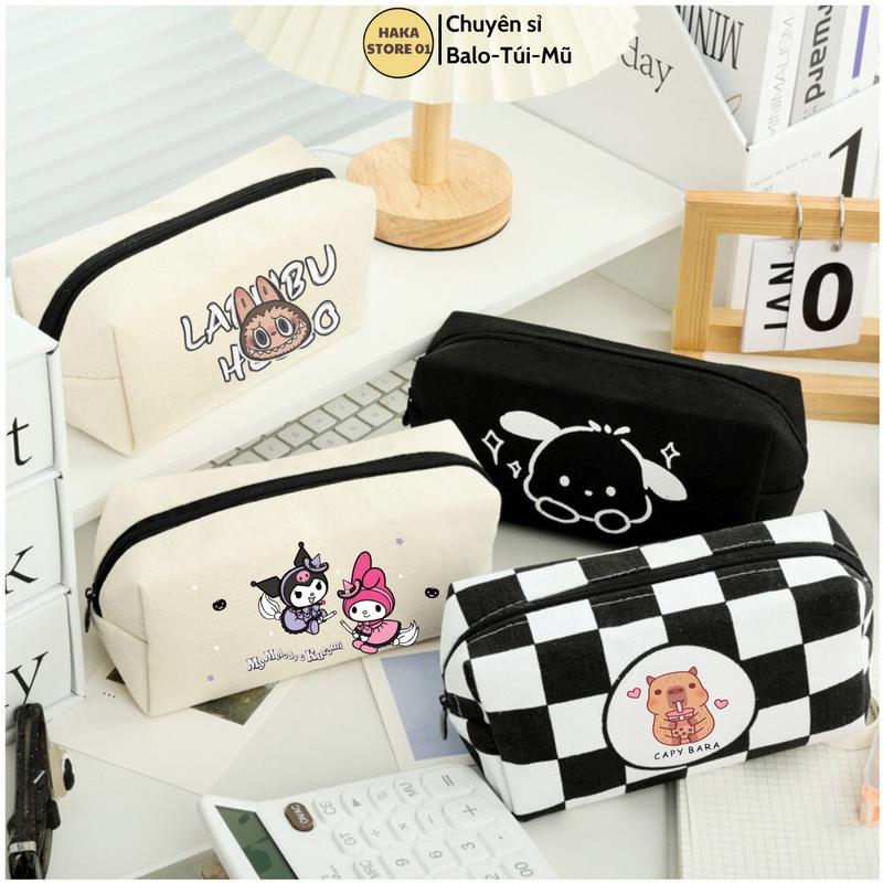 Hộp Bút Túi Đựng Bút Học Sinh Cho Bé Vải Canvas Họa Tiết Dễ Thương Bóp Viết Sức Chứa Lớn Chống Nước Đa Năng