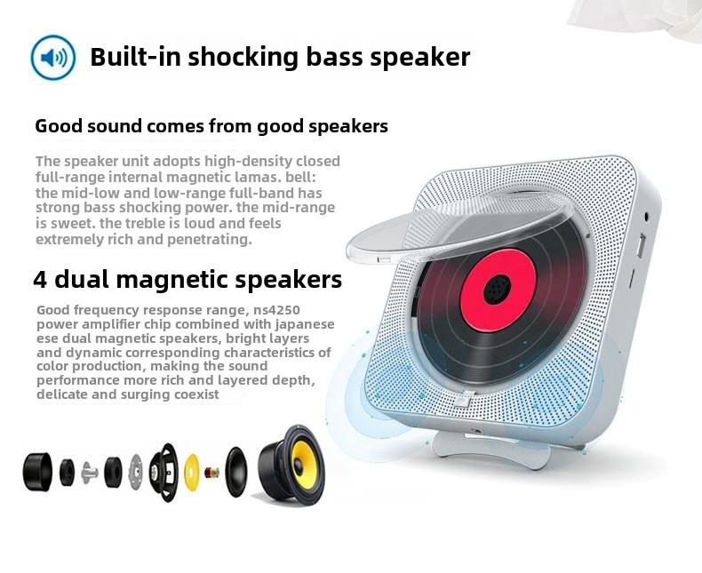 Product Introduction of Wall mounted CD player with Bluetooth remote control USB music player LED display speaker portable FM radio 10