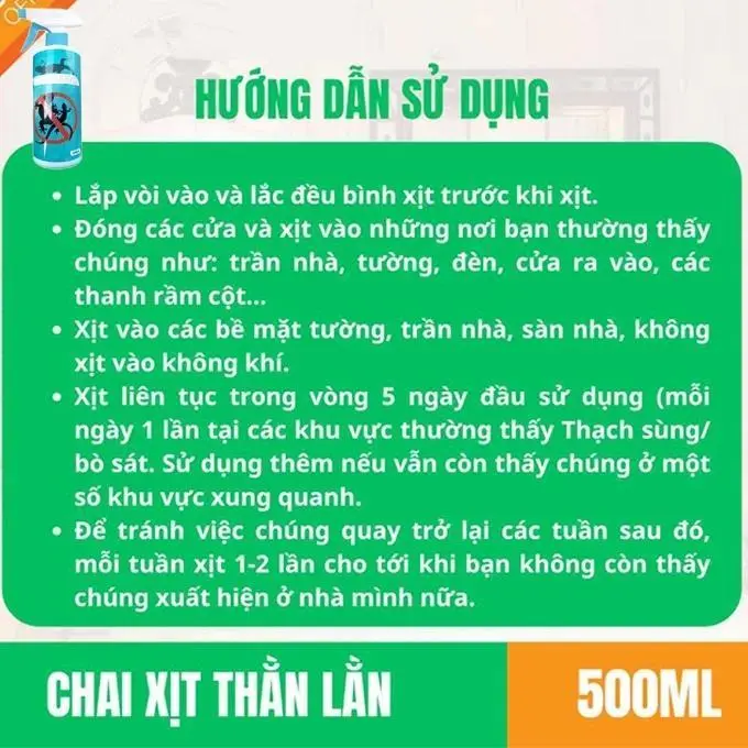 [ Tặng Vòi] Chai Xịt Đuổi Ngăn Thằn Lằn, Thạch Sùng VIMNANO Dung Tích 500ml - Thái Lan 2