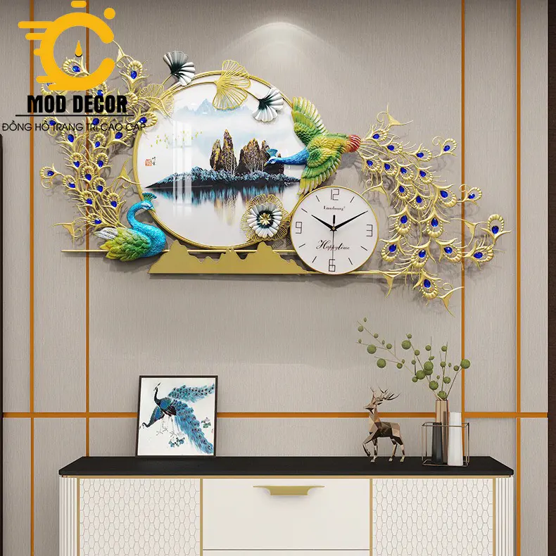 Đồng hồ treo tường tráng gương công phượng phú quý 2929-1