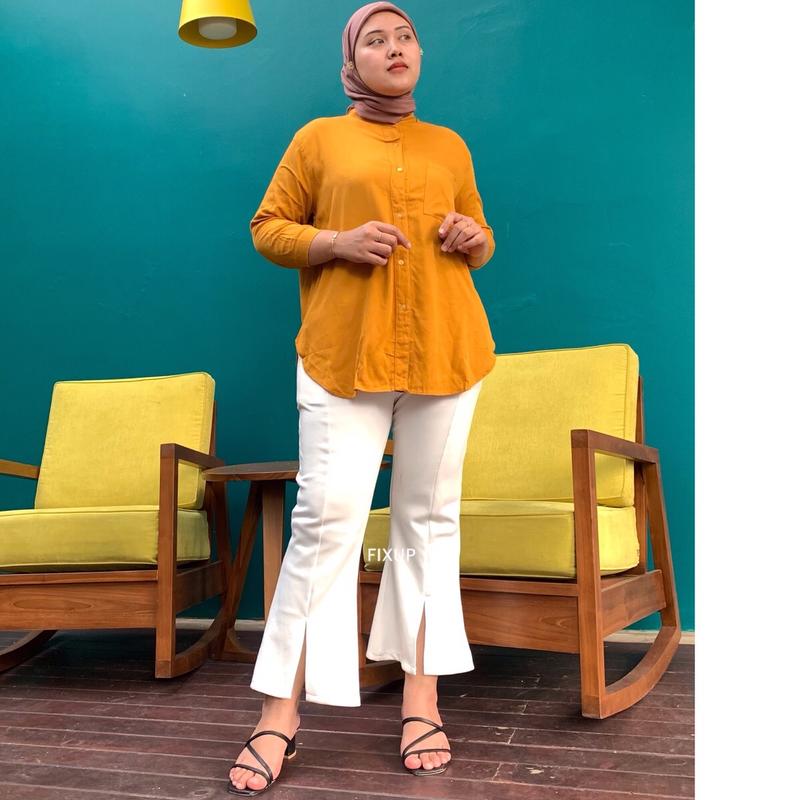 FIXUP | (M-XXXXL) MONA CUTBRAY HIGHWAIST KULOT ANTI LECEK Wanita Celana Panjang Hitam 4