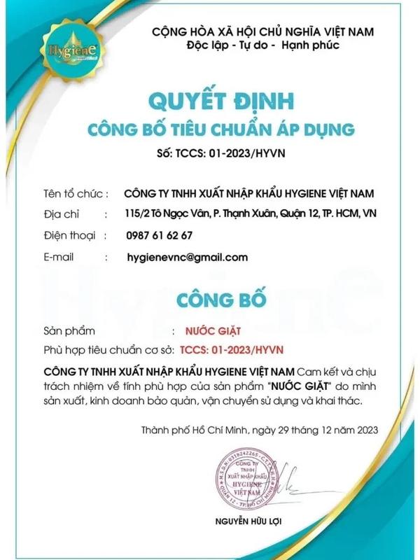 (Trợ giá) Combo 2 Túi Nước Giặt Hygiene Sacom Việt Nam 1.8L - Công nghệ Thái Lan - Hương Nước Hoa Dịu Nhẹ - An Toàn Cho Da - Lưu Hương 48 Tiếng - Làm Sạch 9
