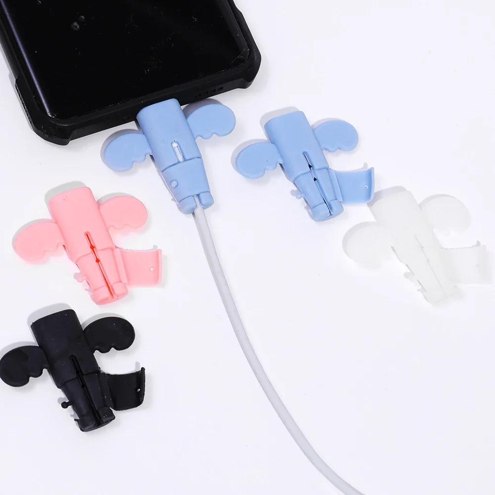 1/2/4/5Pcs Pelindung Kabel Charger Silikon Untuk Ponsel Iphone Samsung Xiaomi Universal Penggulung Kabel Data Anti-Patah