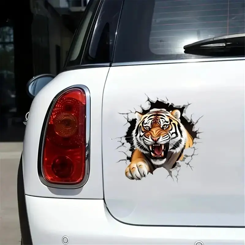 Tiger Pattern Car Sticker, Self Adhesive Car Decal, Universal Car Exterior Decoration Accessories for Car, Motorcycle & Laptop