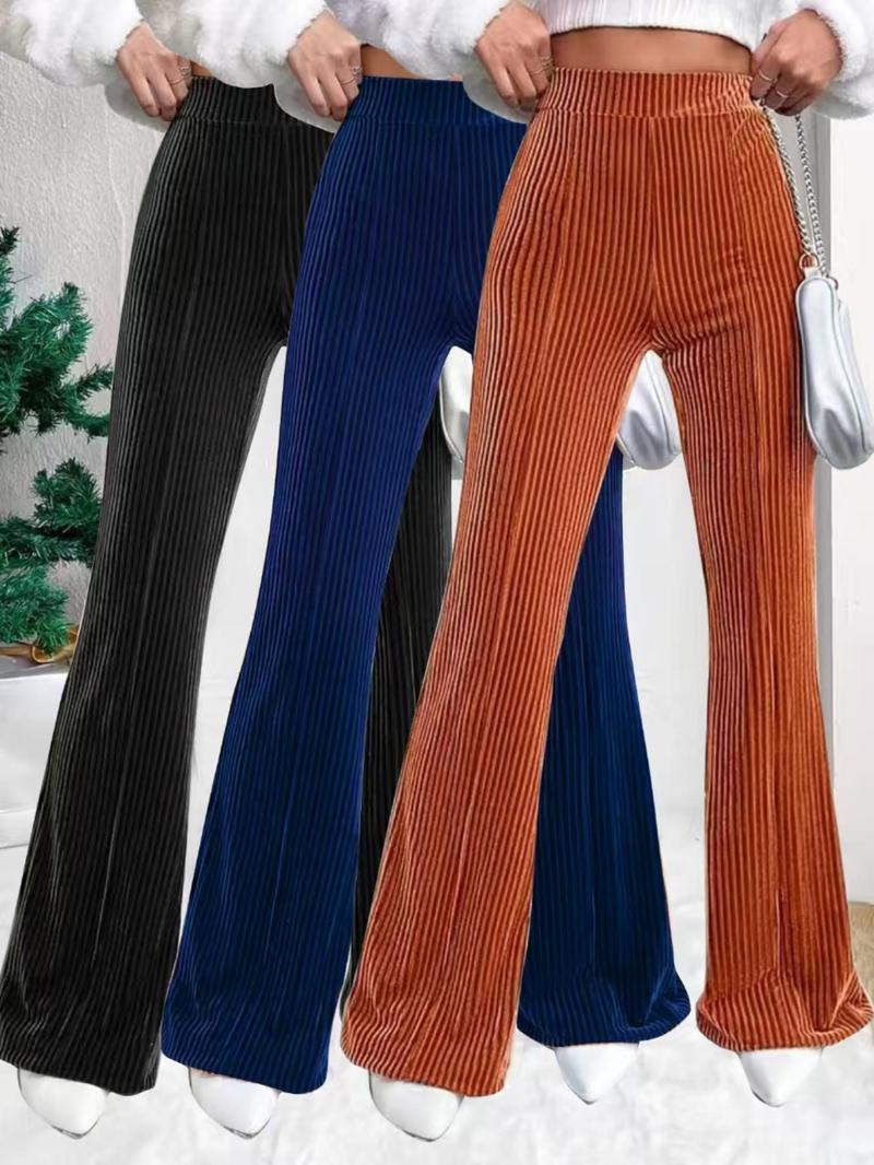 Product Introduction of Women's Solid High Waist Flare Leg Pants, Casual Comfy Bell Bottom Trousers for Daily Wear, Ladies Bottoms for All Seasons 4