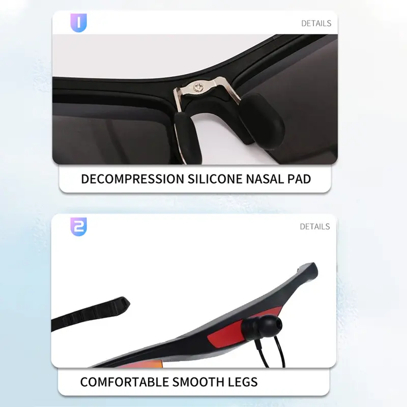 Kính Bluetooth Thông Minh Đa Năng, Phiên Bản 5.1, Nghe Nhạc, Gọi Điện, Âm Thanh Nổi, Thích Hợp Cho Các Môn Thể Thao Ngoài Trời Và Lái Xe, Với Tính Năng Định Vị, Kính Râm Phân Cực, # 465668 6