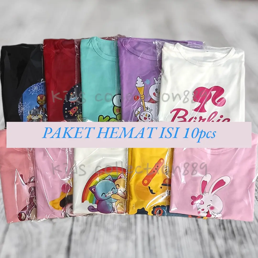 Kaos anak paket hemat isi 10pcs motif random (request) Baju