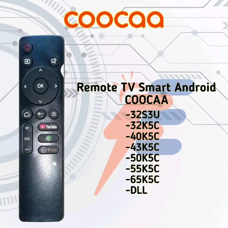 Remote TV LED COOCAA android smart tv box asli plus baterai ABC AAA A3 remot TV 32S3U 32K5C 40K5C 43K5C 50K5C 55K5C 65K5C coca cooca cocaa LCD PLASMA SMART digital batrai batre battrey batrey kookaa kongka Televisi 0