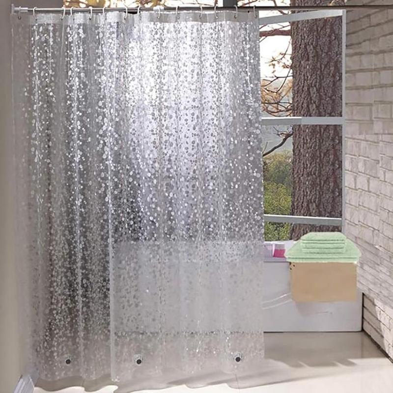 Waterproof Shower Curtain, 1 Count Translucent Cobblestone Pattern Shower Curtain with 12pcs Hooks, Decorative Shower Curtain for Bathroom  Home Dormitory Hotel Salon 2