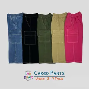Mixmix CARGO PANTS - Celana Panjang Cargo Jeans Highwaist Anak 2 - 9 Tahun Kancing
