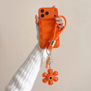 Funda para iPhone 17 Pro Max 17 Air 16E 16 15 14 13 12 11 Pro Max 15 Plus con Correa de Cadena para la Muñeca Estilo Chamarra de Plumón Suave TPU Cubierta Trasera