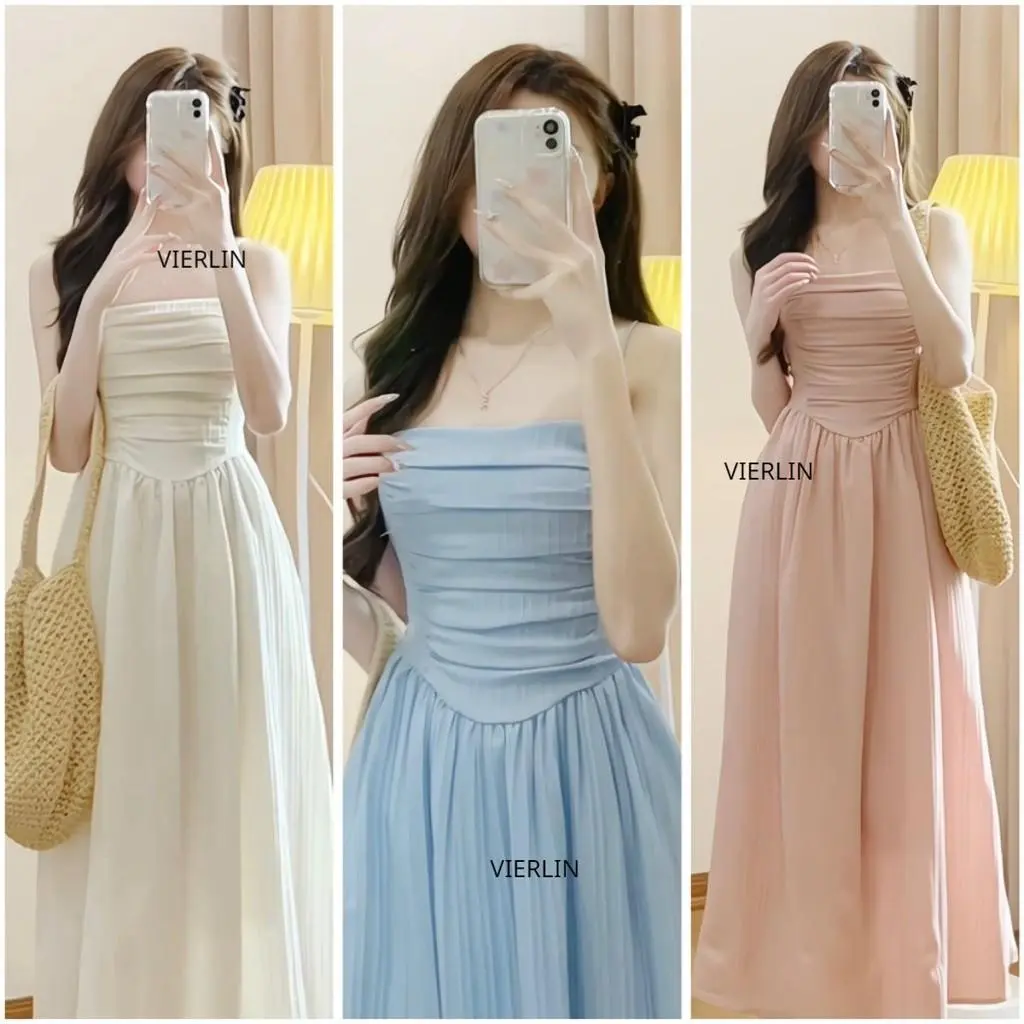 Váy Hai Dây VIERLIN Cúp Ngực 2 Lớp Nhiều Ly Dáng Dài Tiêu Thư Cá Tính Duyên Dáng