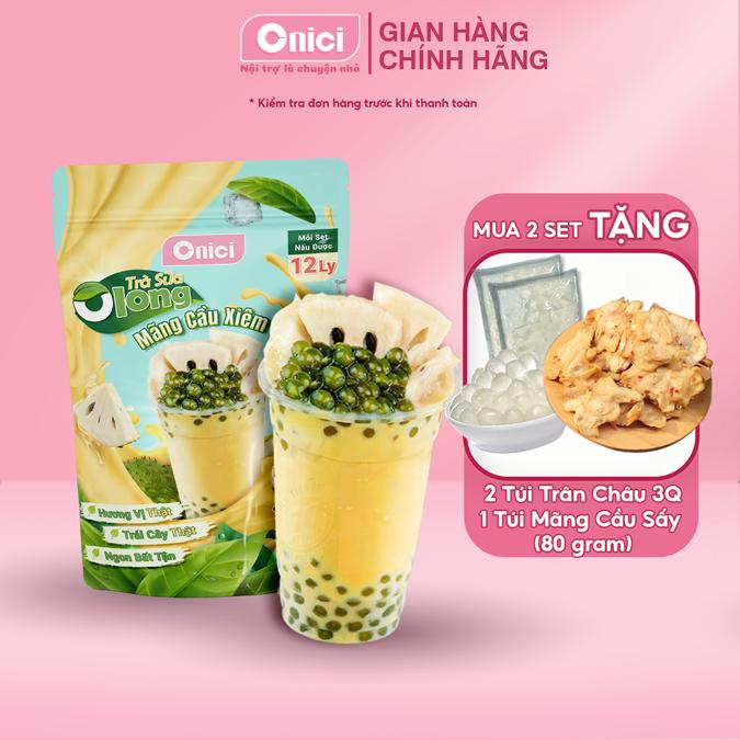 Set Trà Sữa Olong Mãng Cầu Xiêm nấu được 12 ly Bếp Của Mẹ ONICI [set nguyên liệu trà sữa Olong] - kèm Công Thức nấu tiện lợi