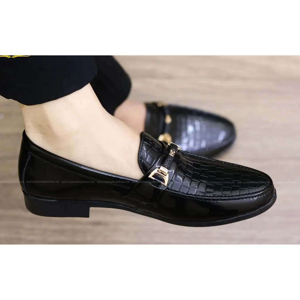 giày lười nam cao cấp - giày nam in caro vuông - đế cao su , chống trơn trượt phong cách sang trọng Shoes
