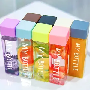 [ FREE BUBBLE WRAP ] Mybottle My Bottle Tali Gantung Kotak Bulat Botol Minum Model Baru Persegi Kecil Transparan Infuser Water Warna Pastel Lucu Petak Clear 500 ml BPA FREE botol 500ml Persegi Square Cocok Untuk Hadiah Souvenir Hiasan Anak Kecil Dewasa
