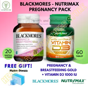 PAKET BLACKMORES PREGNANCY AND BREASTFEEDING GOLD 20 KAPSUL LUNAK DAN NUTRIMAX VITAMIN D3 1000 IU 60 TABLET MATERNITY PAKET BLACKMORES PREGNANCY AND BREASTFEEDING GOLD 20 KAPSUL LUNAK DAN NUTRIMAX VITAMIN D3 1000 IU 60 TABLET MATERNITY