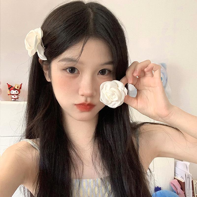 Product Introduction of White Flower Hair Clips Elegant Camellia Hair Pins Barrettes French Hair Accessories for Women 22