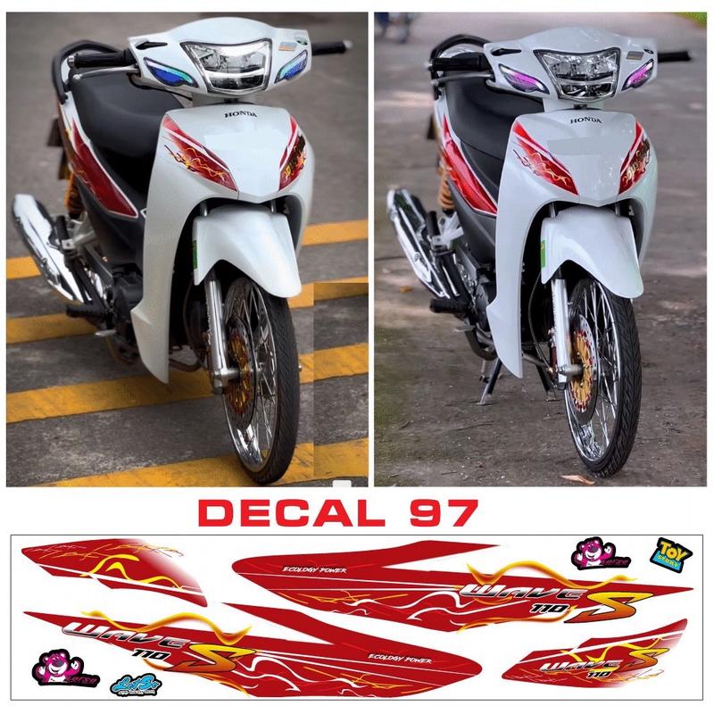 tem lửa S dán WAVE mẫu mới đẹp đủ màu -decal 3 lớp - chuẩn form wave trắng