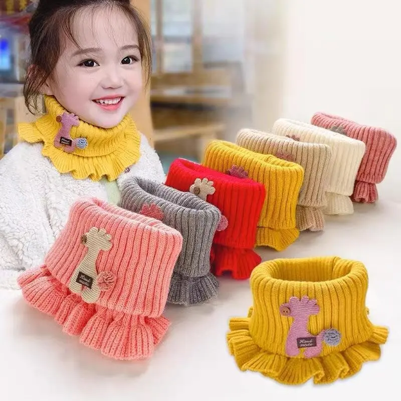 Baby Children's Scarf Women's Autumn and Winter Korean Edition Girls' Thickened Knitted Wool Neck Cover Baby Women's Treasure Warm Scarf
