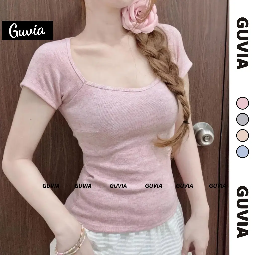 [Bản Mới] Áo Thun Cúp Cổ Vuông Ôm Gọn Tôn Dáng chất tăm mịn mát mặc thoải mái Guvia ADD58