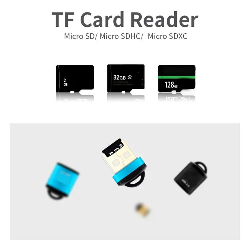 Đầu Đọc Thẻ TF Mini, Dây Chuyền Đeo Thắt Lưng Vỏ Nhôm, USB 2.0, Thẻ T-Flash, Bộ Nhớ Máy Tính, Di Động, S5A0 7