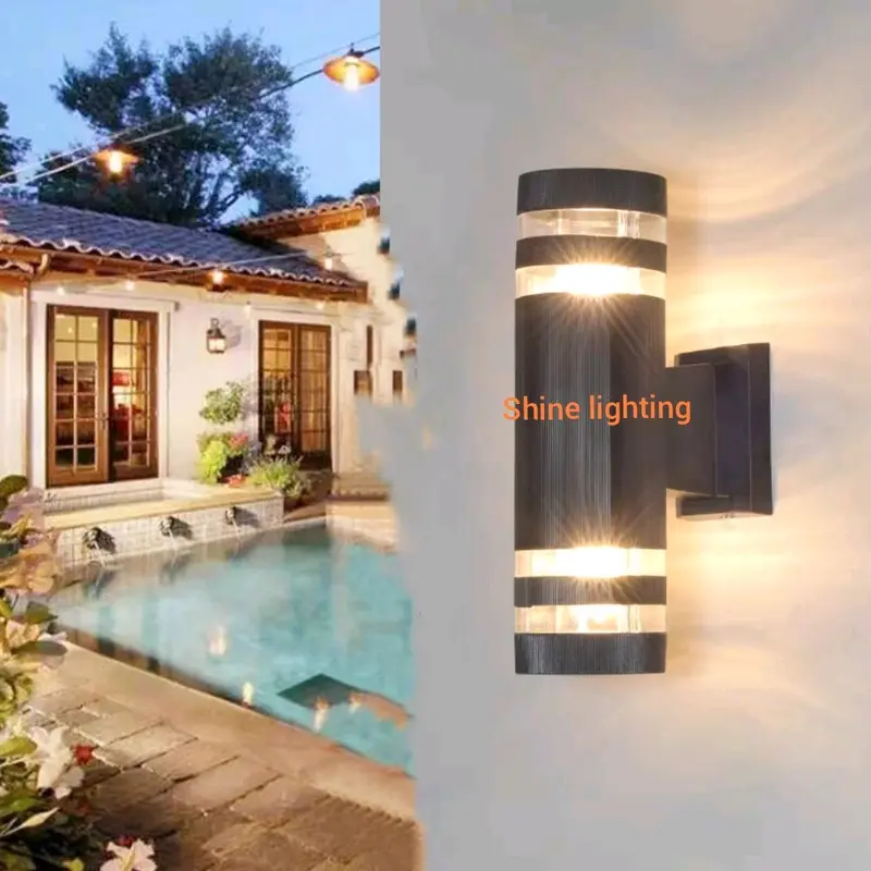 Lampu dinding minimalis indoor outdoor waterproof teras cafe restoran E27 hitam 1