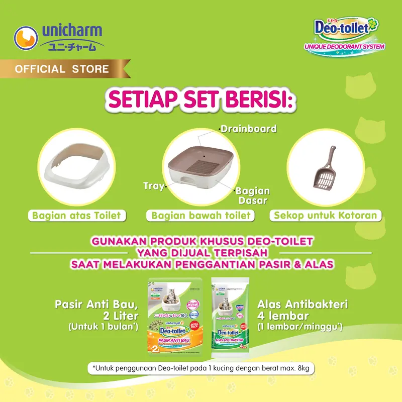 Unicharm Pet - Deo Toilet Kucing Open Top Set - Ivory 4