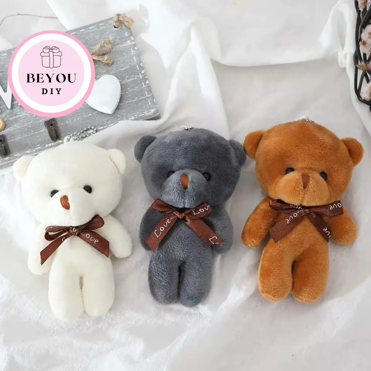 Móc Khóa Gấu Bông Mini, Chất Liệu PP Cotton Mềm Mịn Dễ Thương Phù Hợp Treo Balo, Chìa Khóa, Túi Xách - BEYOU Women Nữ