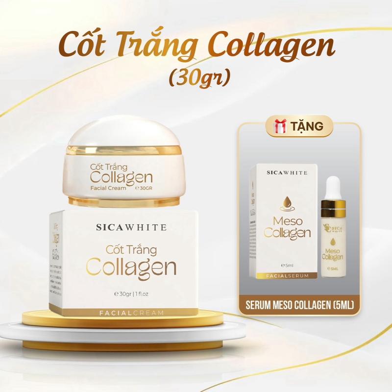 [Cao Cấp] Kem Cốt Trắng Collagen (30gr) Tặng Kèm Serum Meso Collagen (5ml) | Hỗ Trợ Cải Thiện Da Nám, Hỗ Trợ Da Không Đều Màu