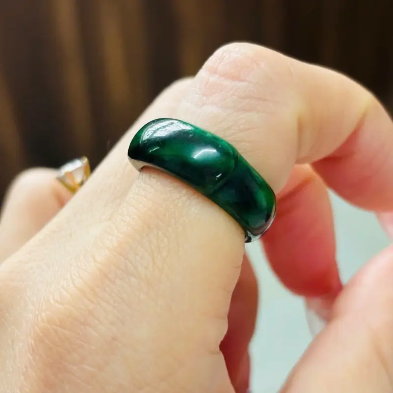 Nhẫn da ma nao màu xanh đậm vân đủ các ni 0