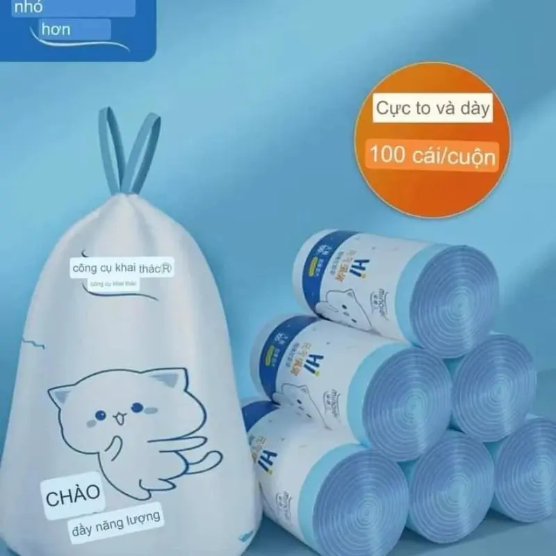 COMBO 3 Túi (300 túi) cuộn 100 TÚI ĐỰNG RÁC CÓ DÂY RÚT, TIỆN LỢI CHỐNG RÒ RỈ NƯỚC, KHÔNG SỢ BẨN TAY Kitchen 1