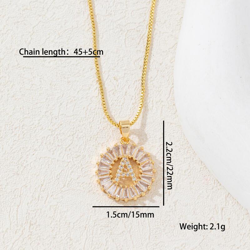 Product Introduction of Full Diamond Rock Candy 26 Letter Pendant Necklace for Women, Copper Set with Zirconia Plating and True Gold Round Flower Letter Set 2