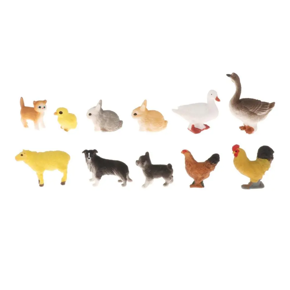 ABS Lifelike Farm Animals Figures Mini Poultry Figurines