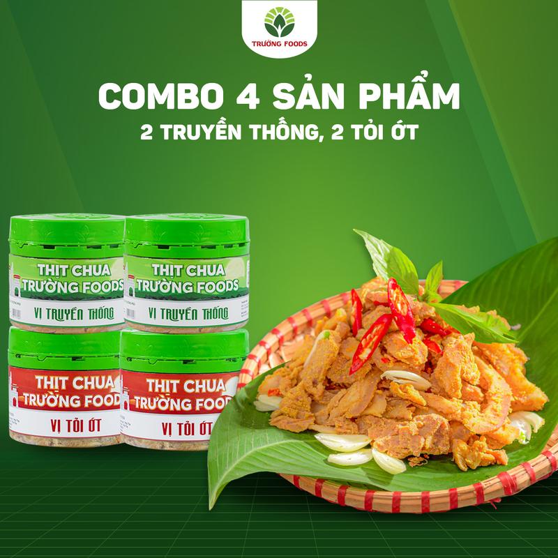 Trường Foods Combo 4 Thịt Chua Trường Foods ( 2 Tỏi Ớt, 2 Truyền Thống)