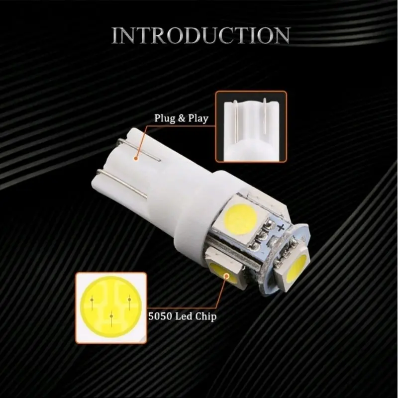 Lampu Senja Jagung T10 LED / Lampu Kota Sein LED T10 / Lampu LED T10 5 Mata Biru Blue Hijau Kuning Merah Pink 4