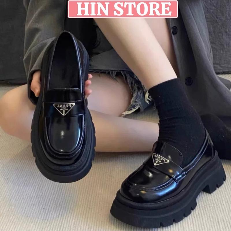 Giày Loafer, giày nữ đế khủng dế 6cm da bóng PD cao cấp phong cách cá tính Hin Bag & Shoe