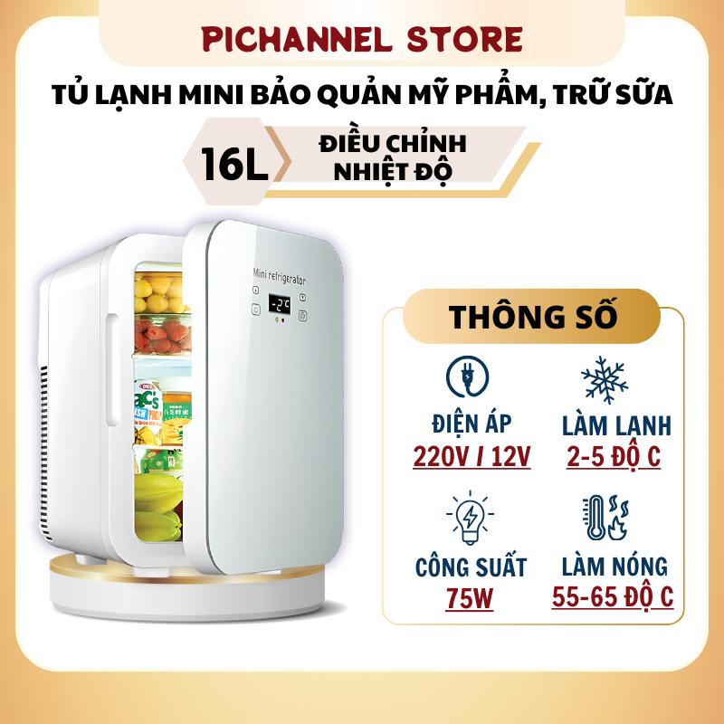 Tủ lạnh mini PITEK bảo quản mỹ phẩm, trữ sữa, trái cây có màn hình cảm ứng điều chỉnh nhiệt độ dung tích 16L - Bảo hành công trọn đời