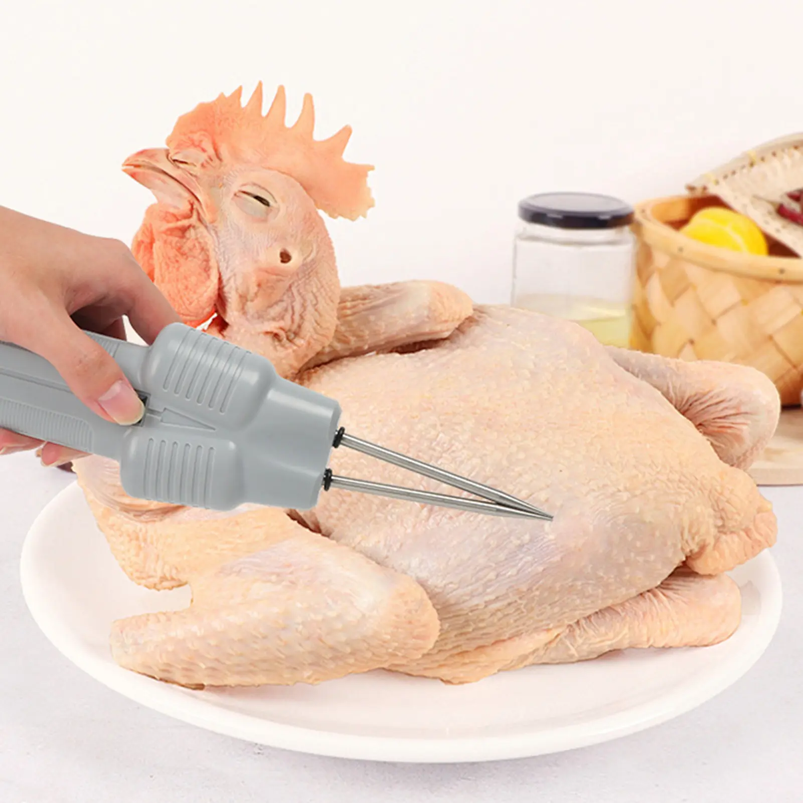 [seiyunin] Electric Quick Chicken Plucker Portable Handheld Poultry Feather Remover Rechargeable Small Automatic Hair Puller Machine Waterproof Efficient Electric Poultry Feather Plucker for Chickens Turkeys