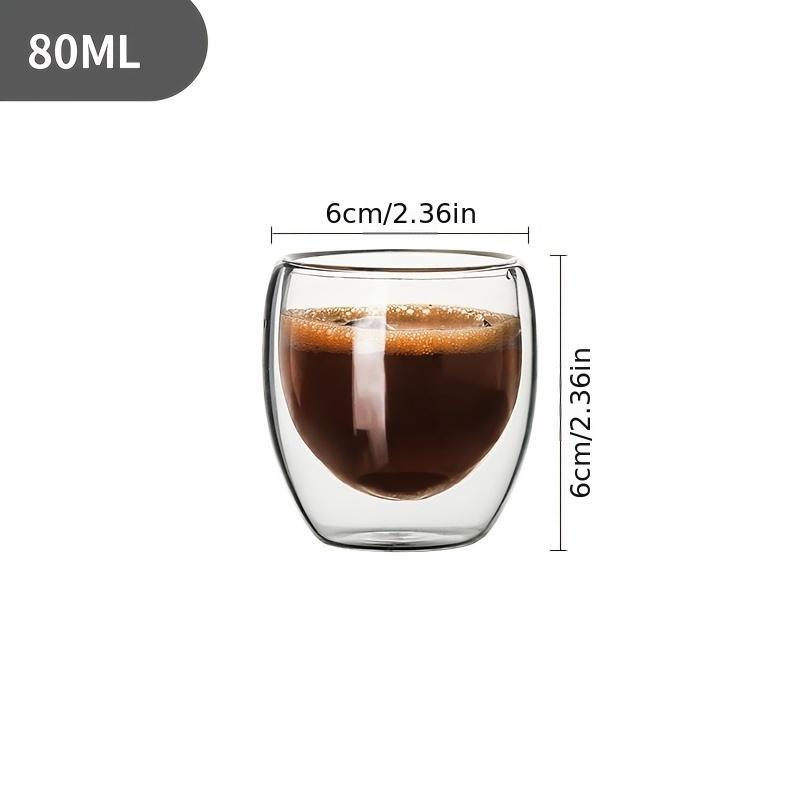 Double Wall Glass Coffee Cups, 6 Counts/set Insulated Espresso Cup, Heat Resistant Glass Coffee Mug for Hot and Cold Drinks, Summer for Gift, Best Friend Gifts 2