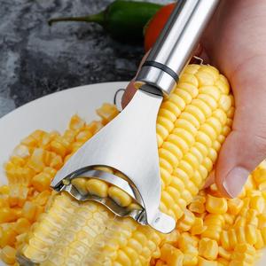 トウモロコシの皮むき器、トウモロコシの穂軸除去ツール、ステンレス製の多機能キッチン用トウモロコシストリッパー