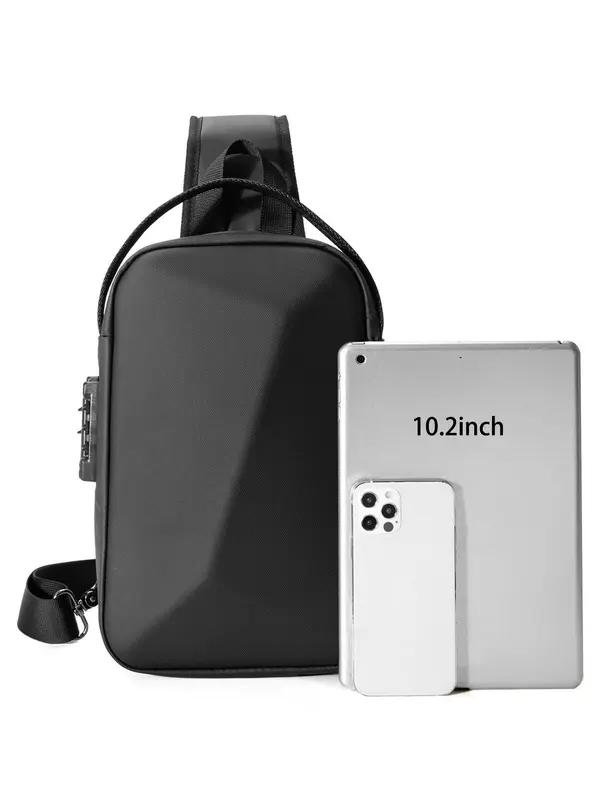 Men's Business Solid Color Sling Bag, Large Capacity Shoulder Bag, Usb Charging & Waterproof Crossbody Bag, Casual Office Computer Bag for Daily Used 2