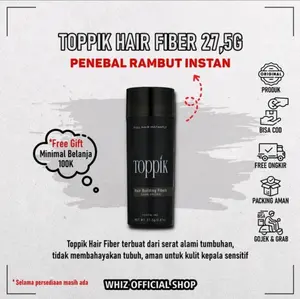 Toppik Hair Fiber 27,5gr Warna Hitam Penebal Rambut Tipis Tanpa Pengharum