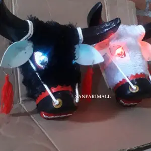 Mainan Anak Bantengan Mata Menyala  | Kuda Lumping | Topeng Banteng Kayu# 1
